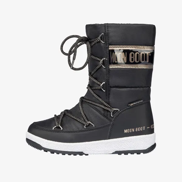 MOON BOOT JR G.QUILTED WP BLACK/COPPER 