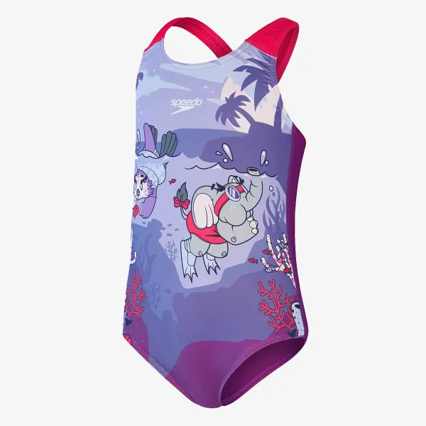 SPEEDO GIRLS LTS  PRINTED RACERBACK 