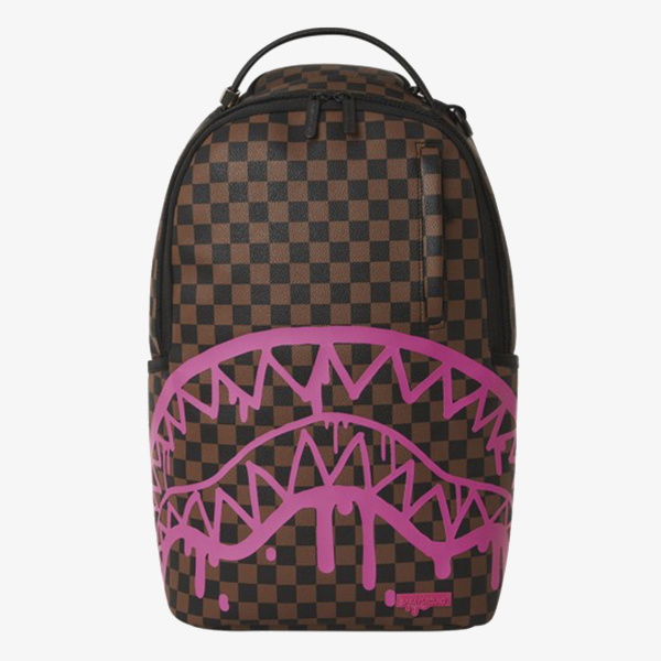 Sprayground PINK DRIP BROWN CHECK DLX BACKPACK 